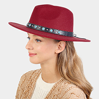 Turquoise Cowboy Trim Felt Panama Hat