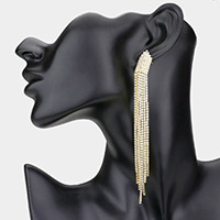 Long Dropped Rhinestone Fringe Evening Earrings