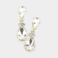 Double Pear Crystal Evening Earrings