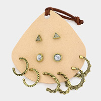 5Pairs - Boho Triangle Natural Stone Hoop Earrings