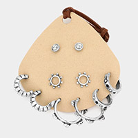 5Pairs - Boho Natural Stone Hoop Earrings