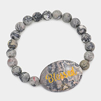 Blessed Message Semi Precious Stone Stretch Bracelet