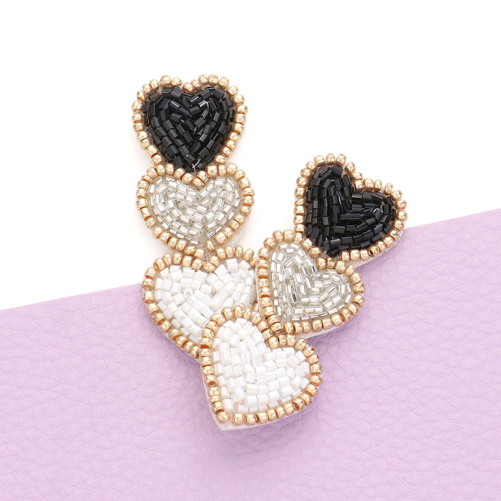 Triple heart drop earrings deals