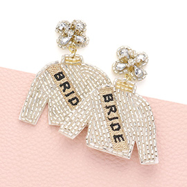 BRIDE Felt Back Beaded Suit Dangle Earrings