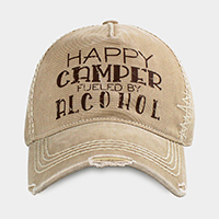 HAPPY CAMPER FUELED BY ALCOHOL Message Vintage Baseball Cap