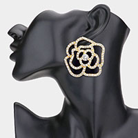 Rhinestone Embellished Flower Earrings
