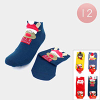 12Pairs - Christmas Santa Claus Polar Bear Rudolph Socks