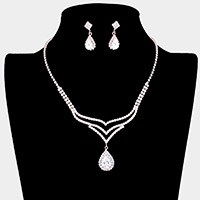 CZ Teardrop Stone Accented Necklace