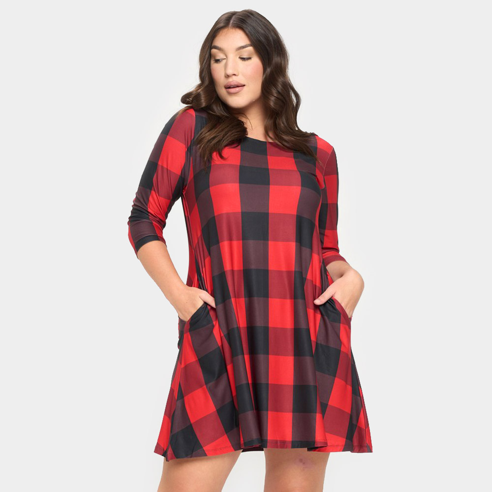 Christmas Plaid Check A-Line Dress