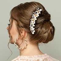 Pearl Accented Leaf Cluster Hair Comb