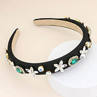 Multi Stone Embellished Flower Headband