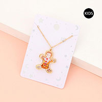 Christmas Gingerbread Man Pendant Kids Necklace