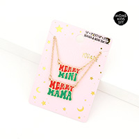 2PCS - Christmas MERRY MINI MAMA Message Pendant Moms and Kids Set Necklaces