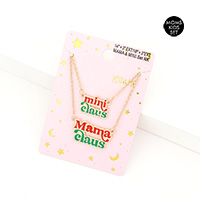2PCS - Christmas mini mama Claus Message Pendant Moms and Kids Set Necklaces