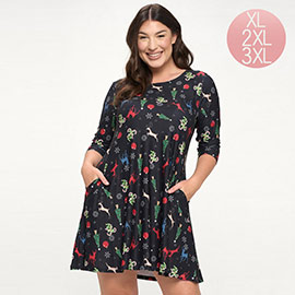 Night Before Christmas Printed A-Line Dress