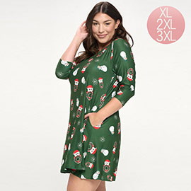 Night Before Christmas Printed A-Line Dress