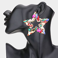 Multi Stone Embellished Star Evening Earrings