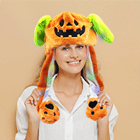 Light Up Halloween Pumpkin Ear Flap Hat