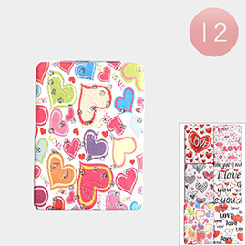 12PCS - Heart LOVE Printed Cosmetic Mirrors