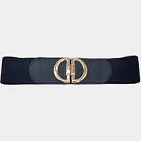 Double Half Open Circle Buckle Stretch Elastic Belt