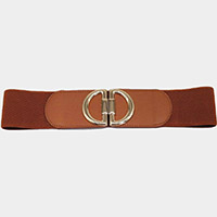 Double Half Open Circle Buckle Stretch Elastic Belt
