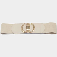 Double Half Open Circle Buckle Stretch Elastic Belt