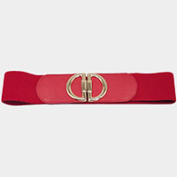 Double Half Open Circle Buckle Stretch Elastic Belt