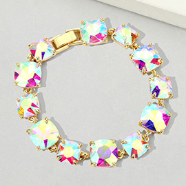 Cushion Square Stone Link Evening Bracelet