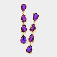 Teardrop Stone Link Dangle Evening Earrings