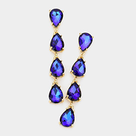 Teardrop Stone Link Dangle Evening Earrings