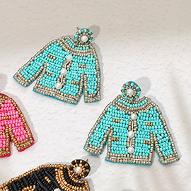 Felt Back Pearl Seed Beaded Top Dangle Earrings