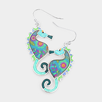 Pattern Detailed Seahorse Dangle Earrings