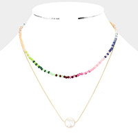 Pearl Accented Double Layered Necklace