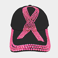 Bling Pink Ribbon Baseball Cap
