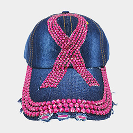 Bling Pink Ribbon Baseball Cap