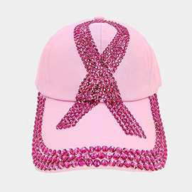 Bling Pink Ribbon Baseball Cap