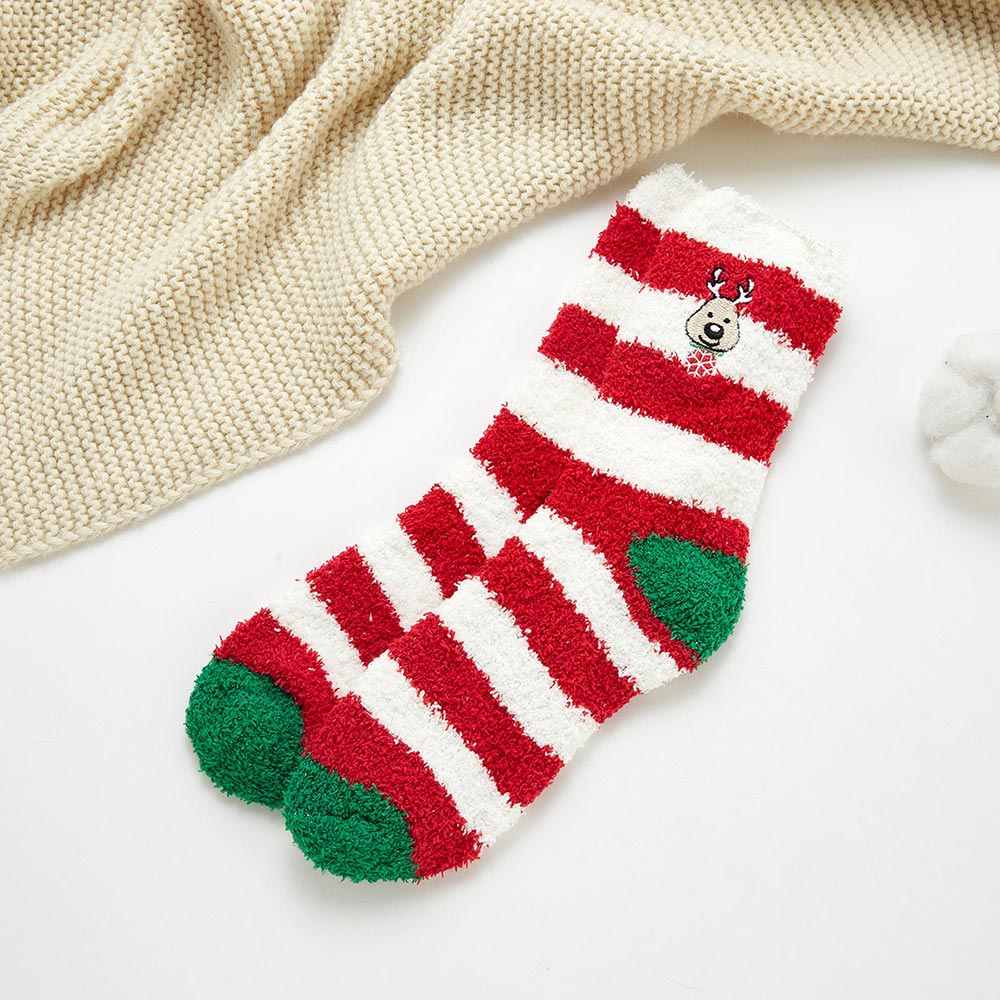 12Pairs - Christmas Santa Claus Rudolph Snowflake Socks