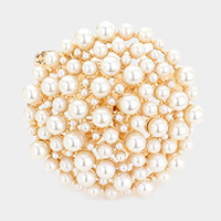 Pearl Cluster Round Hinged Bracelet