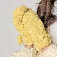 Velvet Ribbon Sherpa Mitten Gloves