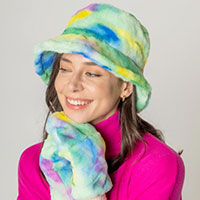 Tie Dye Faux Fur Bucket Hat