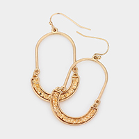 Linked Open Metal Oval Dangle Earrings