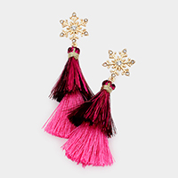 Snowflake Double Layered Tassel Dangle Earrings