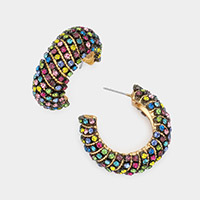 Rhinestone Embellished Hoop Earrings