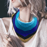 Chevron Patterned Seed Beaded Collar Necklace