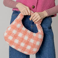 Plaid Check Patterned Sherpa Tote Bag