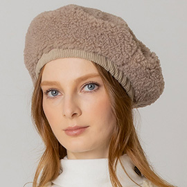 Solid Sherpa Beret Hat