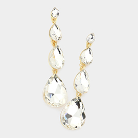 Teardrop Stone Link Dangle Evening Earrings