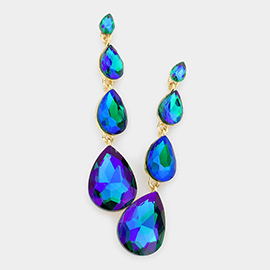 Teardrop Stone Link Dangle Evening Earrings