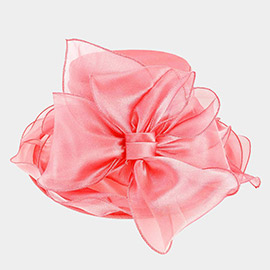 Detachable Velcro Bow Organza Dressy Hat