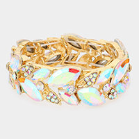Marquise Stone Accented Leaf Cluster Stretch Evening Bracelet